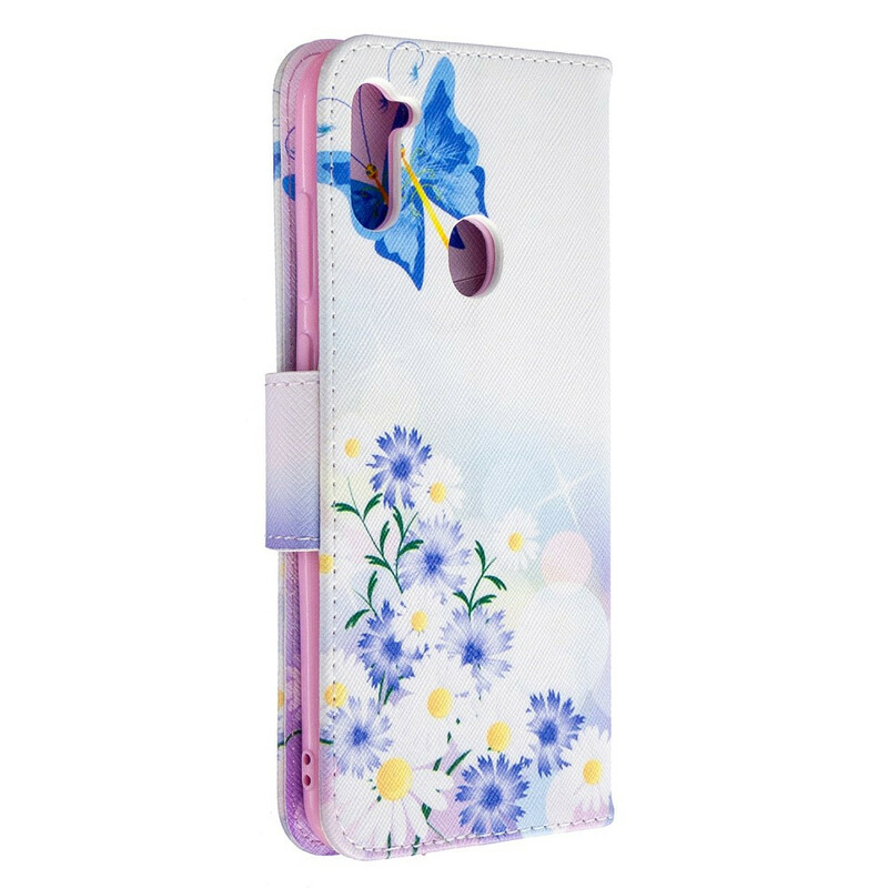 Housse Samsung Galaxy M11 Papillons et Fleurs Peints Housse Samsung Galaxy M11 Papillons et Fleurs Peints
