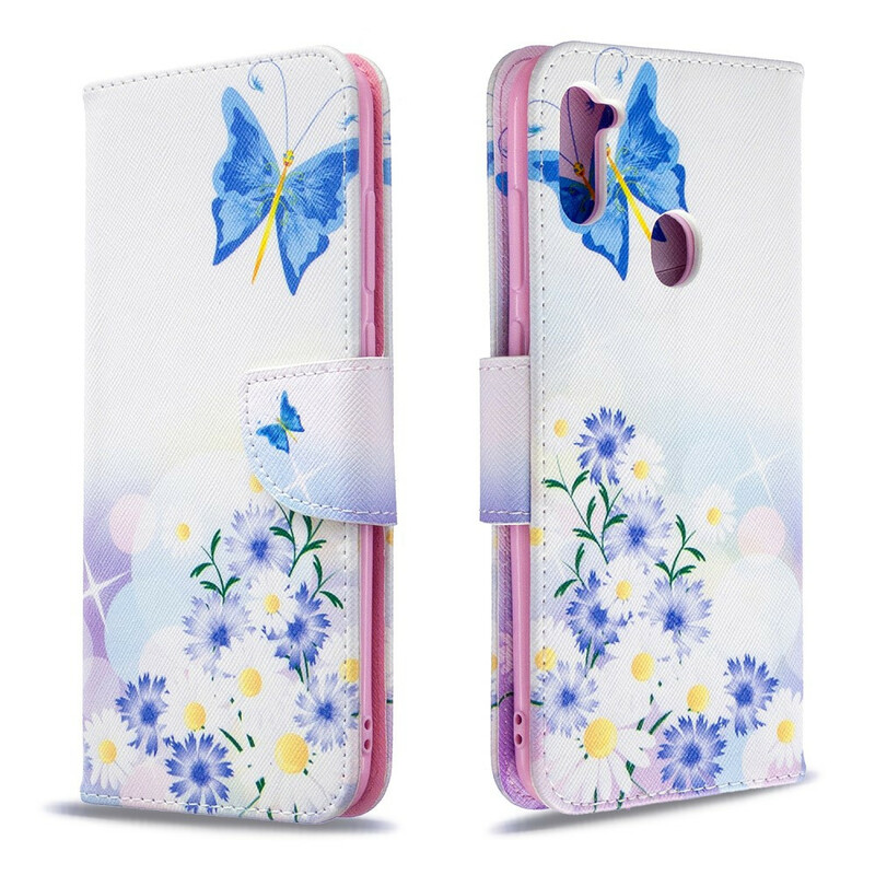 Housse Samsung Galaxy M11 Papillons et Fleurs Peints Housse Samsung Galaxy M11 Papillons et Fleurs Peints