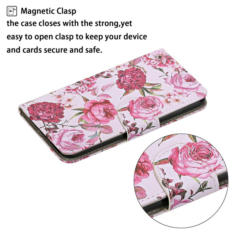 Housse Samsung Galaxy M11 Fleurs Magistrales avec Lanière Housse Samsung Galaxy M11 Fleurs Magistrales avec Lanière