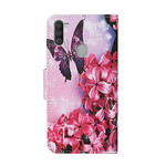 Housse Samsung Galaxy M11 Papillons Floraux Lanière Housse Samsung Galaxy M11 Papillons Floraux Lanière