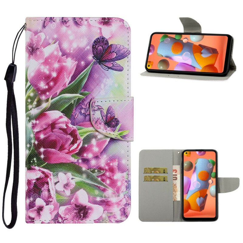 Housse Samsung Galaxy M11 Papillons et Tulipes Housse Samsung Galaxy M11 Papillons et Tulipes