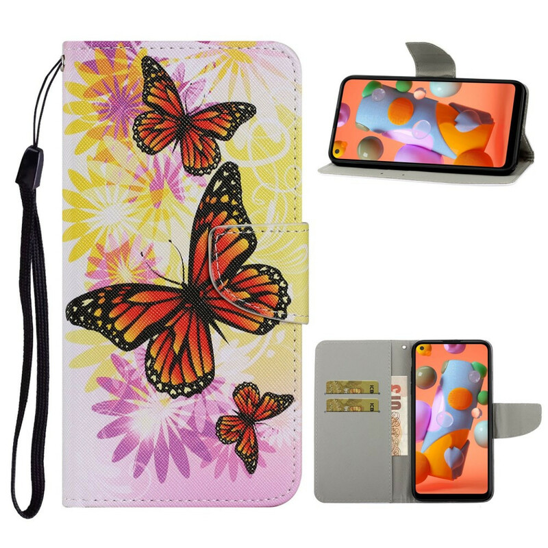 Housse Samsung Galaxy M11 Papillons et Fleurs d'Été Housse Samsung Galaxy M11 Papillons et Fleurs d'Été