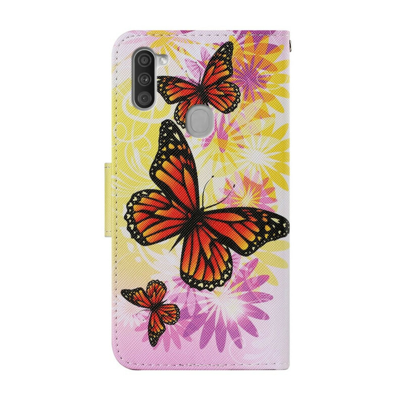 Housse Samsung Galaxy M11 Papillons et Fleurs d'Été Housse Samsung Galaxy M11 Papillons et Fleurs d'Été