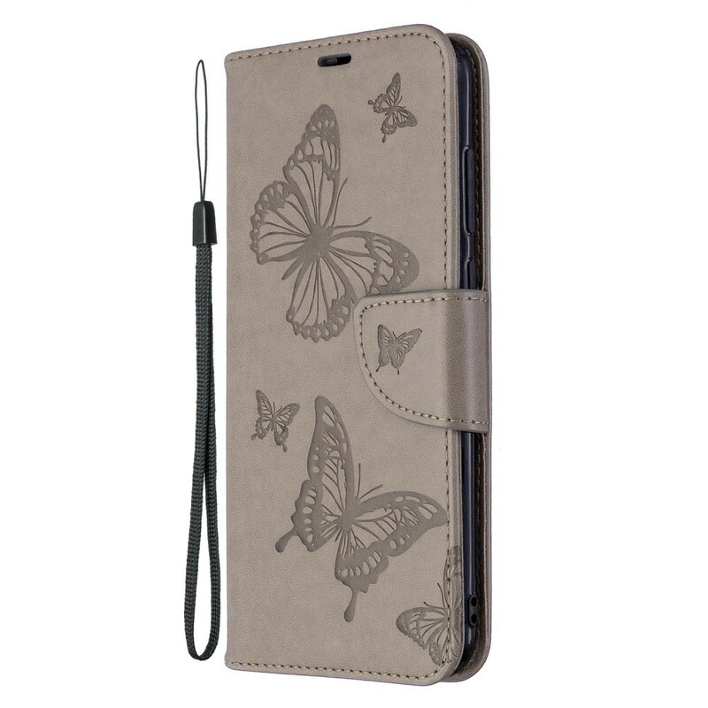 Housse Samsung Galaxy M11 Les Papillons en Vol avec Lanière