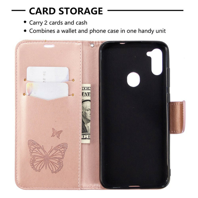 Housse Samsung Galaxy M11 Les Papillons en Vol avec Lanière Housse Samsung Galaxy M11 Les Papillons en Vol avec Lanière