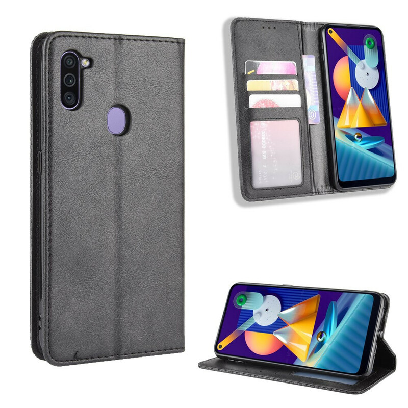 Flip Cover Samsung Galaxy M11 Effet Cuir Vintage Stylisé Flip Cover Samsung Galaxy M11 Effet Cuir Vintage Stylisé