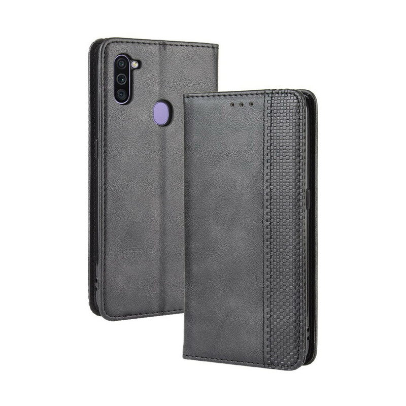 Flip Cover Samsung Galaxy M11 Effet Cuir Vintage Stylisé