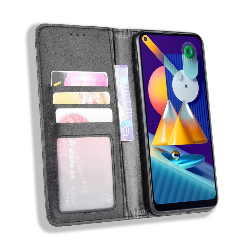 Flip Cover Samsung Galaxy M11 Effet Cuir Vintage Stylisé Flip Cover Samsung Galaxy M11 Effet Cuir Vintage Stylisé