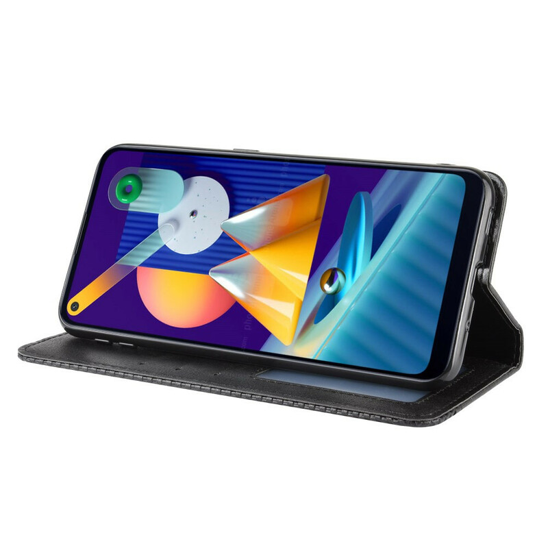 Flip Cover Samsung Galaxy M11 Effet Cuir Vintage Stylisé Flip Cover Samsung Galaxy M11 Effet Cuir Vintage Stylisé