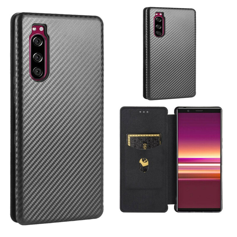 Flip Cover Sony Xperia 5 II Silicone Carbone Coloré Flip Cover Sony Xperia 5 II Silicone Carbone Coloré