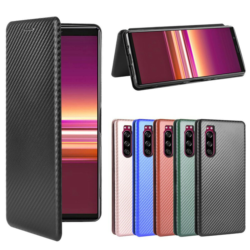 Flip Cover Sony Xperia 5 II Silicone Carbone Coloré Flip Cover Sony Xperia 5 II Silicone Carbone Coloré