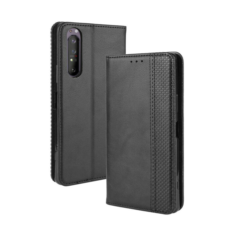 Flip Cover Sony Xperia 5 II Effet Cuir Vintage Stylisé