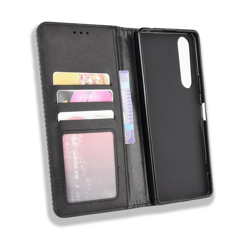 Flip Cover Sony Xperia 5 II Effet Cuir Vintage Stylisé Flip Cover Sony Xperia 5 II Effet Cuir Vintage Stylisé