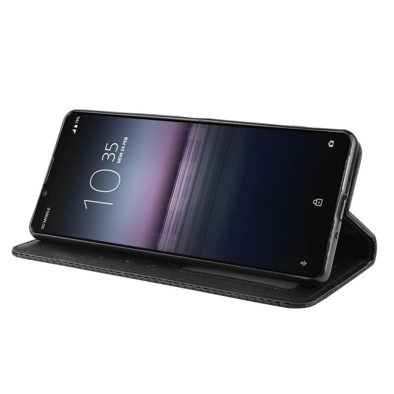 Flip Cover Sony Xperia 5 II Effet Cuir Vintage Stylisé Flip Cover Sony Xperia 5 II Effet Cuir Vintage Stylisé