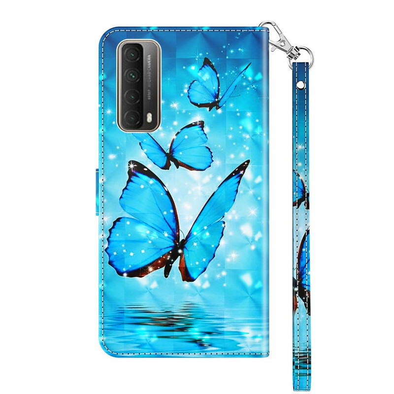 Housse Huawei P Smart 2021 Papillons Bleus Volants Housse Huawei P Smart 2021 Papillons Bleus Volants