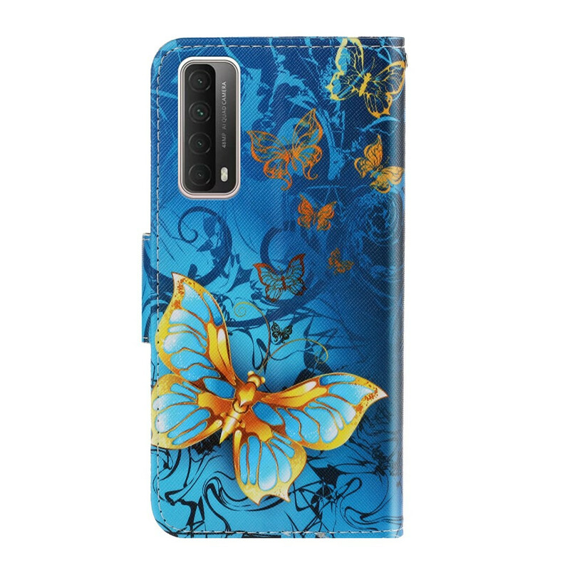 Housse Huawei P Smart 2021 Variations Papillons à Lanière