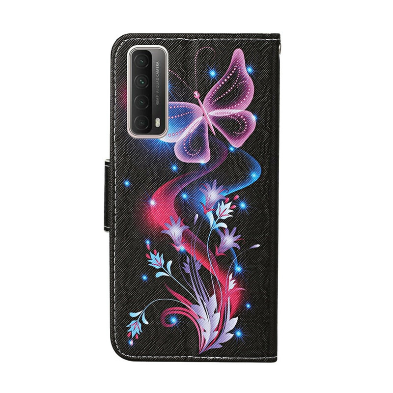 Housse Huawei P Smart 2021 Papillons et Lanière