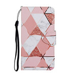 Housse Huawei P Smart 2021 Marbre et Paillettes avec Lanière Housse Huawei P Smart 2021 Marbre et Paillettes avec Lanière