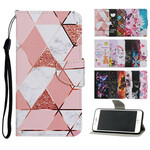 Housse Huawei P Smart 2021 Marbre et Paillettes avec Lanière Housse Huawei P Smart 2021 Marbre et Paillettes avec Lanière