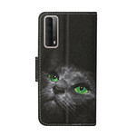 Housse Huawei P Smart 2021 Chat aux Yeux Verts avec Lanière Housse Huawei P Smart 2021 Chat aux Yeux Verts avec Lanière