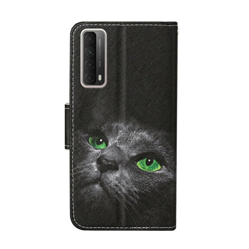 Housse Huawei P Smart 2021 Chat aux Yeux Verts avec Lanière Housse Huawei P Smart 2021 Chat aux Yeux Verts avec Lanière