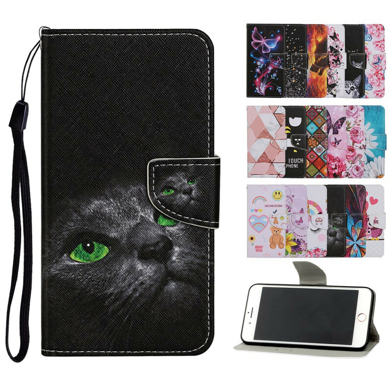 Housse Huawei P Smart 2021 Chat aux Yeux Verts avec Lanière Housse Huawei P Smart 2021 Chat aux Yeux Verts avec Lanière