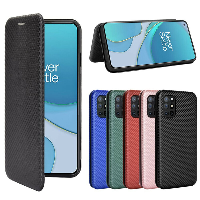 Flip Cover OnePlus 8T Silicone Carbone Coloré