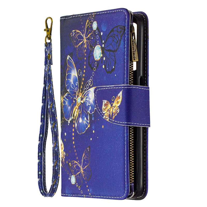 Housse Realme 6 Poche Zippée Papillons Dorés Housse Realme 6 Poche Zippée Papillons Dorés
