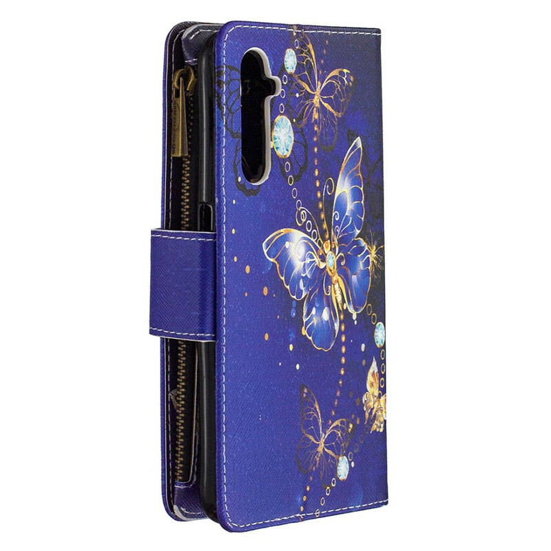 Housse Realme 6 Poche Zippée Papillons Dorés Housse Realme 6 Poche Zippée Papillons Dorés