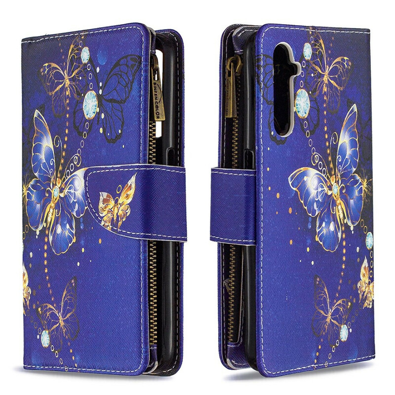 Housse Realme 6 Poche Zippée Papillons Dorés Housse Realme 6 Poche Zippée Papillons Dorés