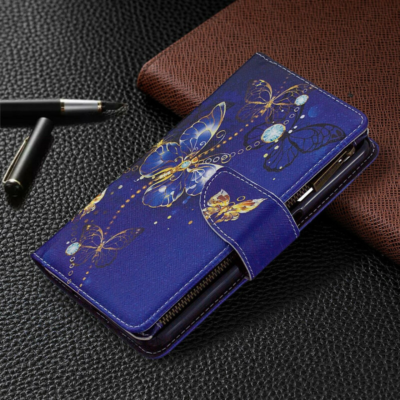 Housse Realme 6 Poche Zippée Papillons Dorés Housse Realme 6 Poche Zippée Papillons Dorés