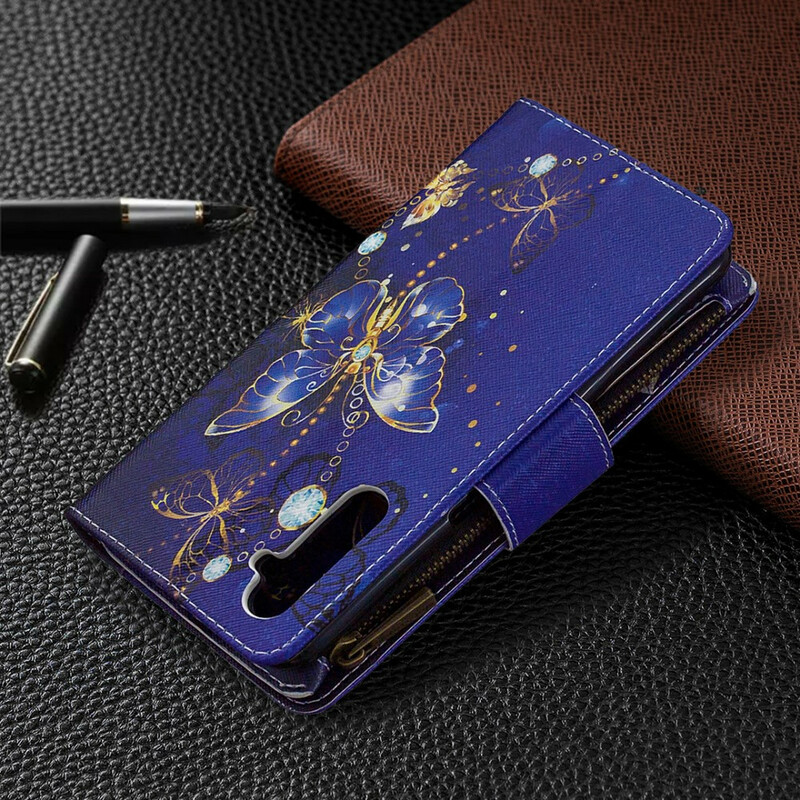 Housse Realme 6 Poche Zippée Papillons Dorés Housse Realme 6 Poche Zippée Papillons Dorés