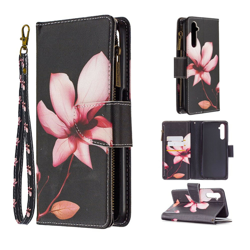 Housse Realme 6 Poche Zippée Fleur Housse Realme 6 Poche Zippée Fleur