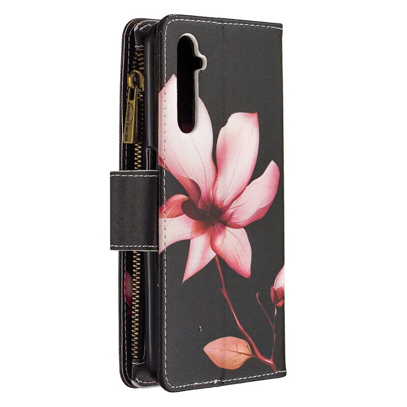 Housse Realme 6 Poche Zippée Fleur Housse Realme 6 Poche Zippée Fleur