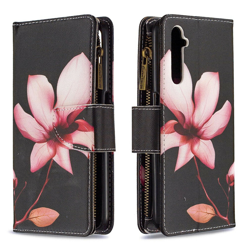 Housse Realme 6 Poche Zippée Fleur Housse Realme 6 Poche Zippée Fleur