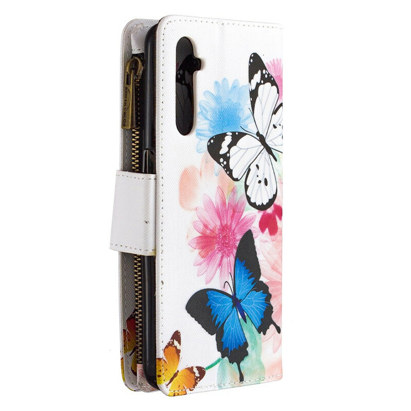 Housse Realme 6 Poche Zippée Papillons Housse Realme 6 Poche Zippée Papillons