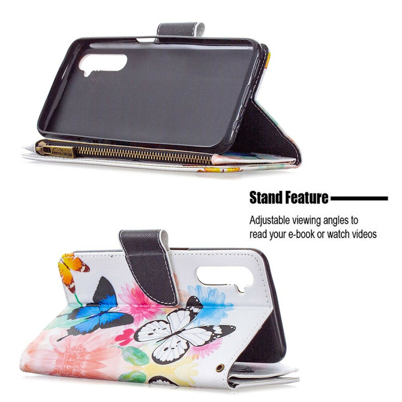 Housse Realme 6 Poche Zippée Papillons Housse Realme 6 Poche Zippée Papillons