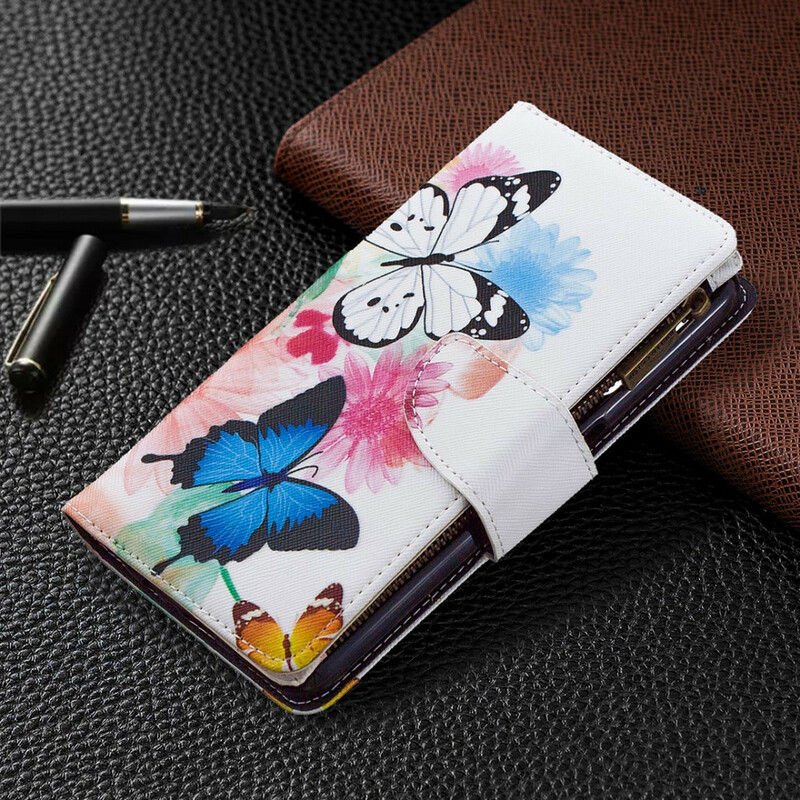 Housse Realme 6 Poche Zippée Papillons Housse Realme 6 Poche Zippée Papillons