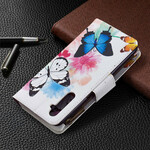 Housse Realme 6 Poche Zippée Papillons Housse Realme 6 Poche Zippée Papillons