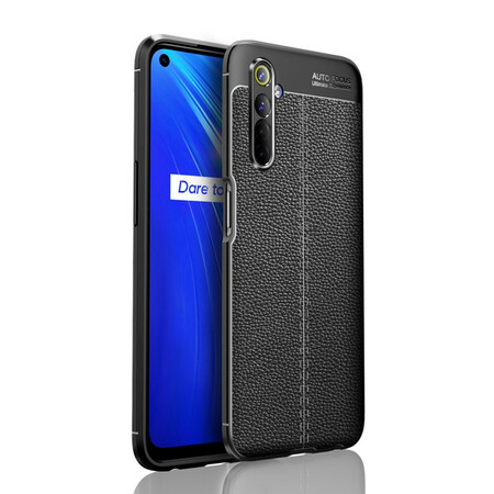 Coque Realme X50 Effet Cuir Litchi Double Line