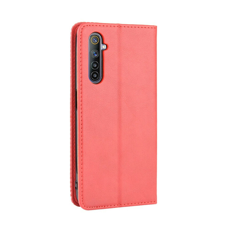 Flip Cover Realme 6 Effet Cuir Vintage Stylisé Flip Cover Realme 6 Effet Cuir Vintage Stylisé