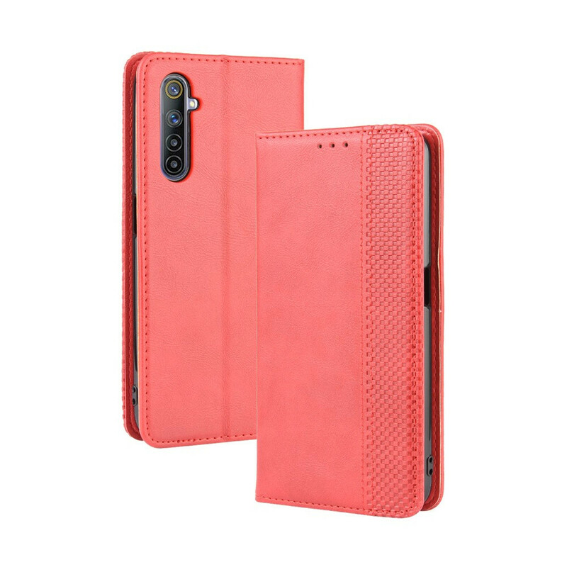 Flip Cover Realme 6 Effet Cuir Vintage Stylisé