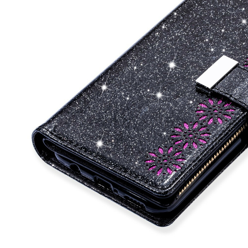 Housse Samsung Galaxy A51 Paillettes Portefeuille Zip Housse Samsung Galaxy A51 Paillettes Portefeuille Zip