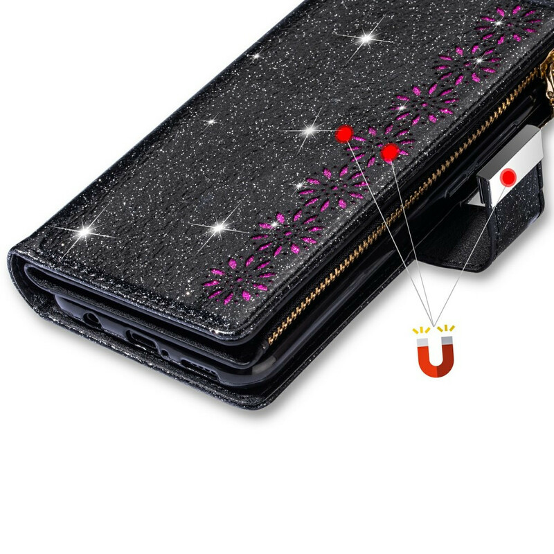 Housse Samsung Galaxy A51 Paillettes Portefeuille Zip Housse Samsung Galaxy A51 Paillettes Portefeuille Zip