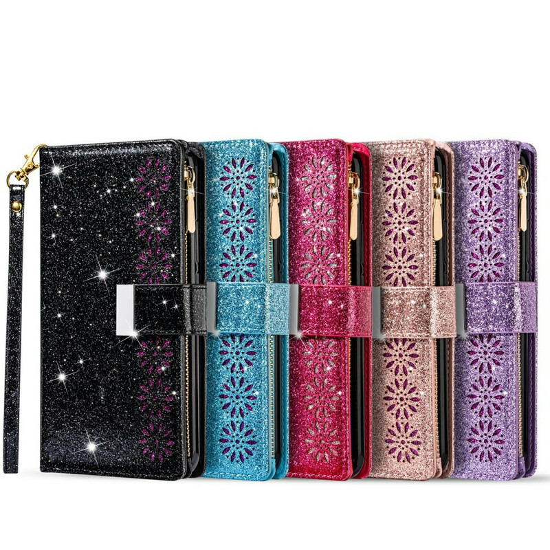 Housse Samsung Galaxy A51 Paillettes Portefeuille Zip Housse Samsung Galaxy A51 Paillettes Portefeuille Zip
