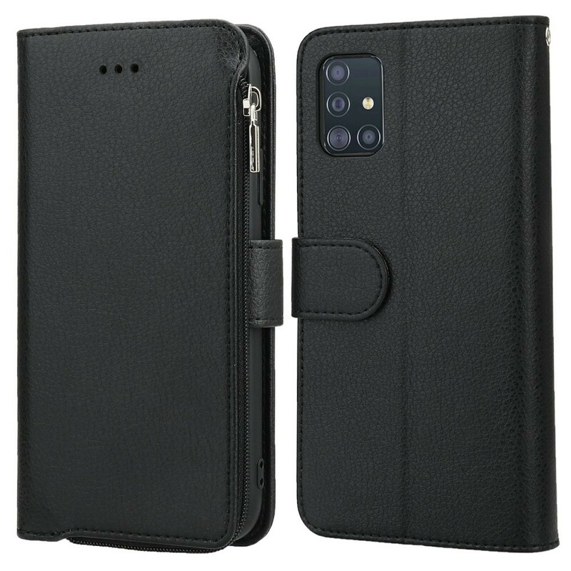 Housse Samsung Galaxy A51 Microfibres Style Cuir Poche Zippée Housse Samsung Galaxy A51 Microfibres Style Cuir Poche Zippée