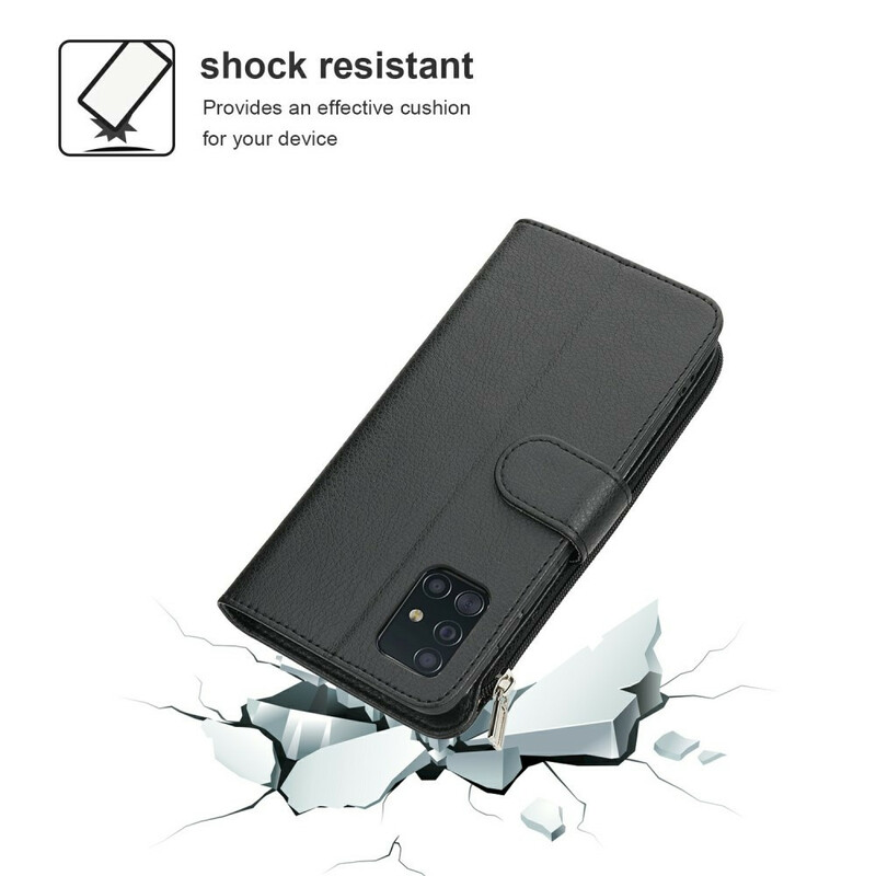 Housse Samsung Galaxy A51 Microfibres Style Cuir Poche Zippée Housse Samsung Galaxy A51 Microfibres Style Cuir Poche Zippée