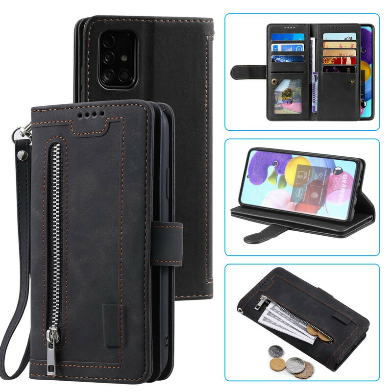 Housse Samsung Galaxy A51 Contours Renforcés Poche Zippée Housse Samsung Galaxy A51 Contours Renforcés Poche Zippée