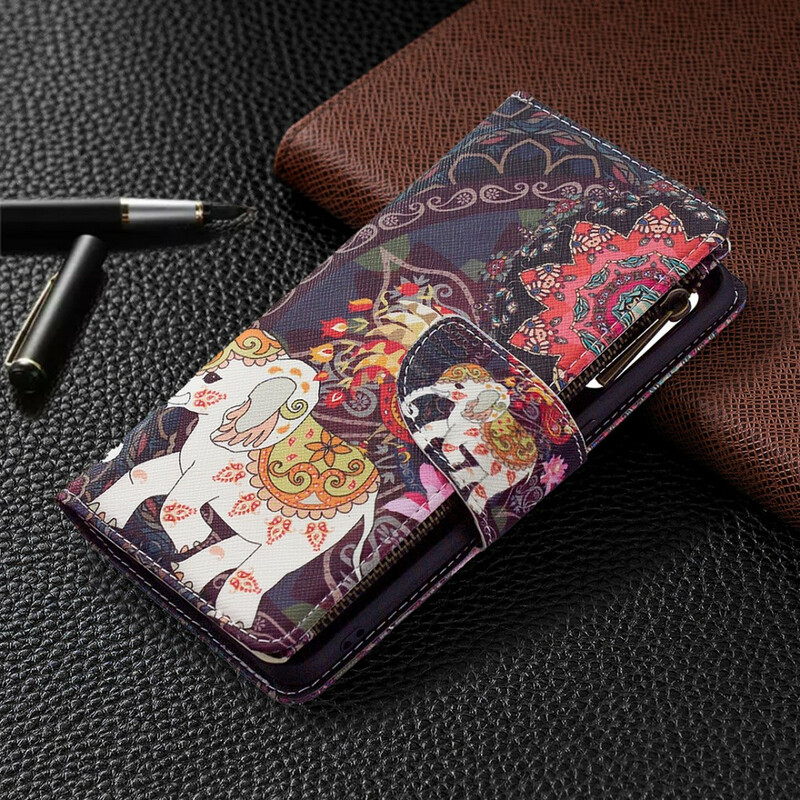 Housse Oppo Find X2 Lite Poche Zippée Éléphant Housse Oppo Find X2 Lite Poche Zippée Éléphant