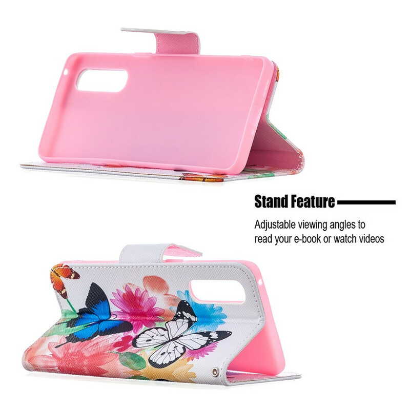 Housse Oppo Find X2 Neo Papillons et Fleurs Peints Housse Oppo Find X2 Neo Papillons et Fleurs Peints